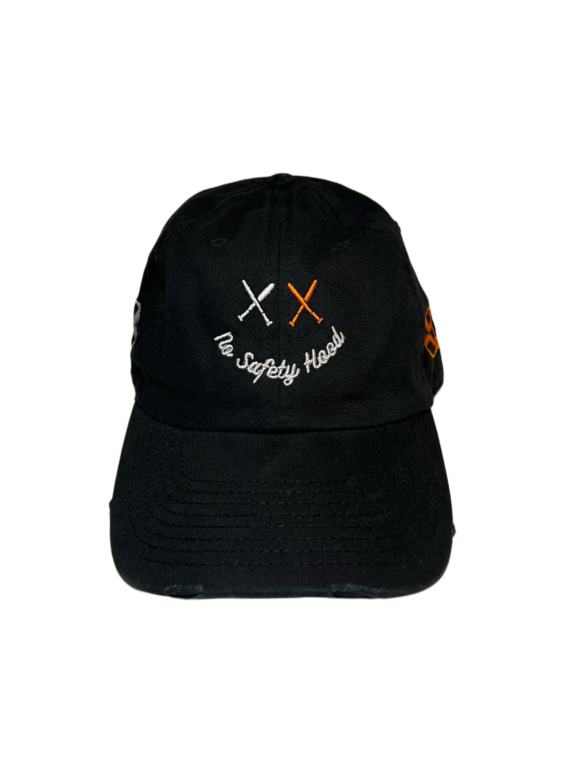 BLACK DESTROYED FIREBALL BASEBALL CAP