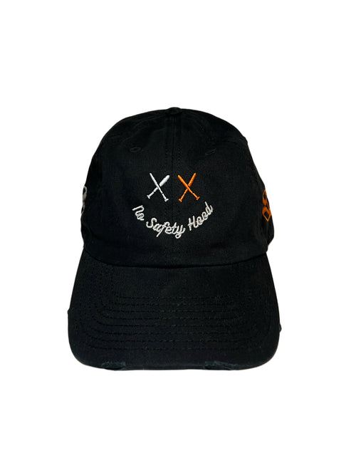 BLACK DESTROYED FIREBALL BASEBALL CAP