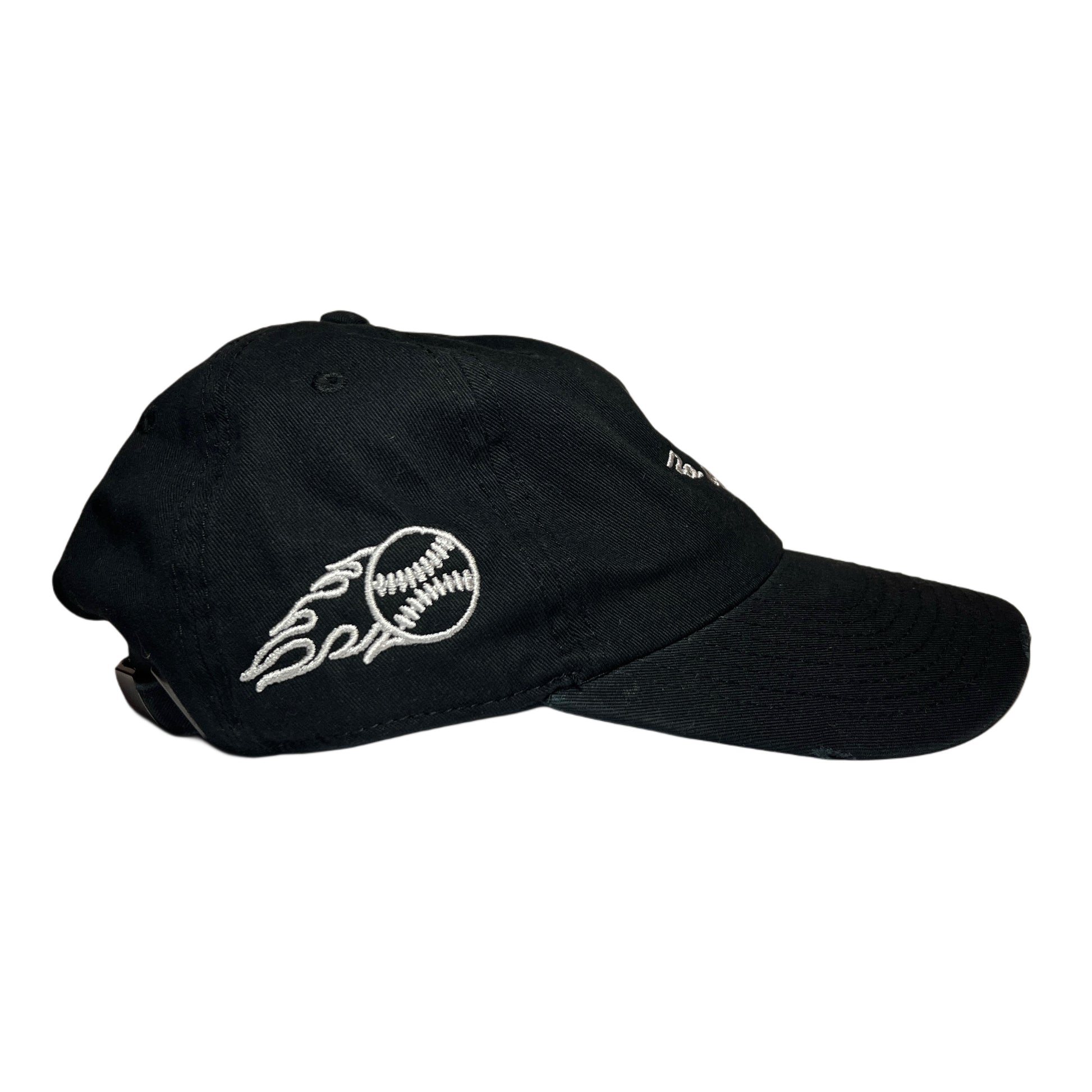 BLACK DESTROYED FIREBALL BASEBALL CAP