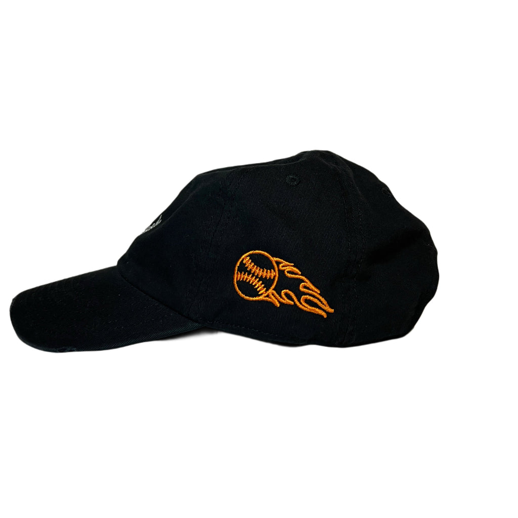 BLACK DESTROYED FIREBALL BASEBALL CAP