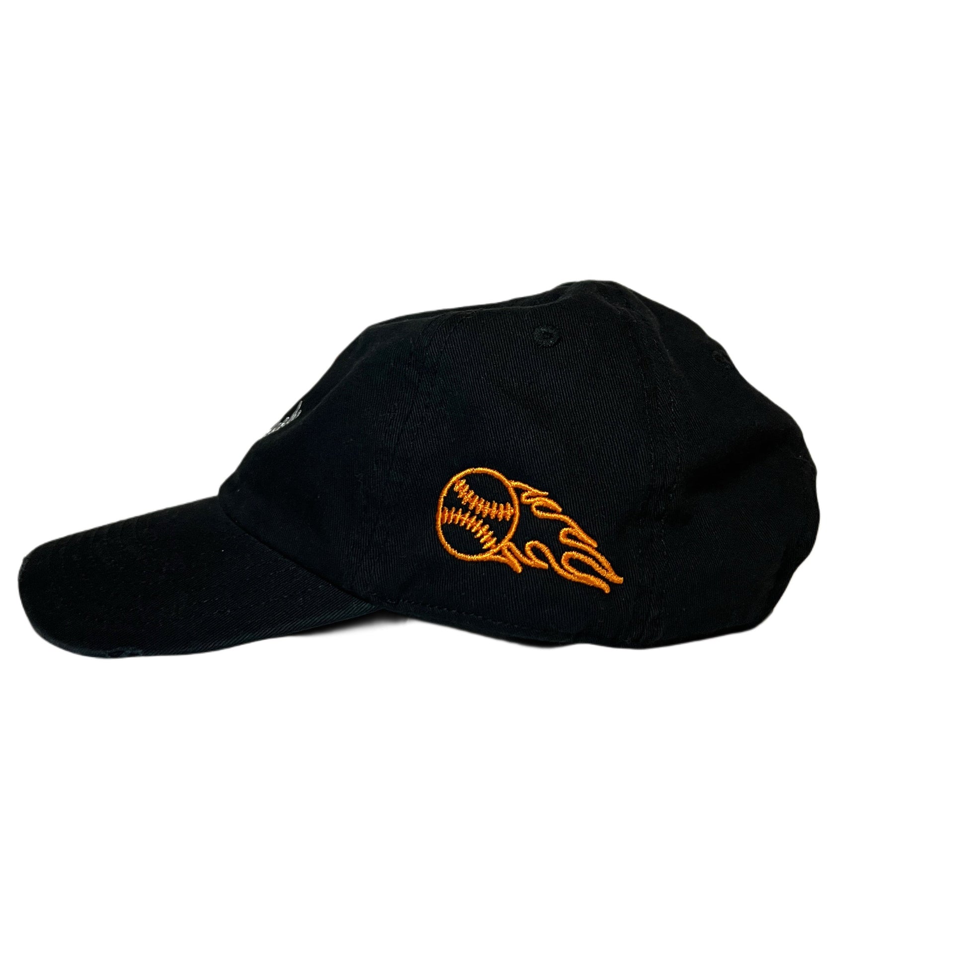BLACK DESTROYED FIREBALL BASEBALL CAP