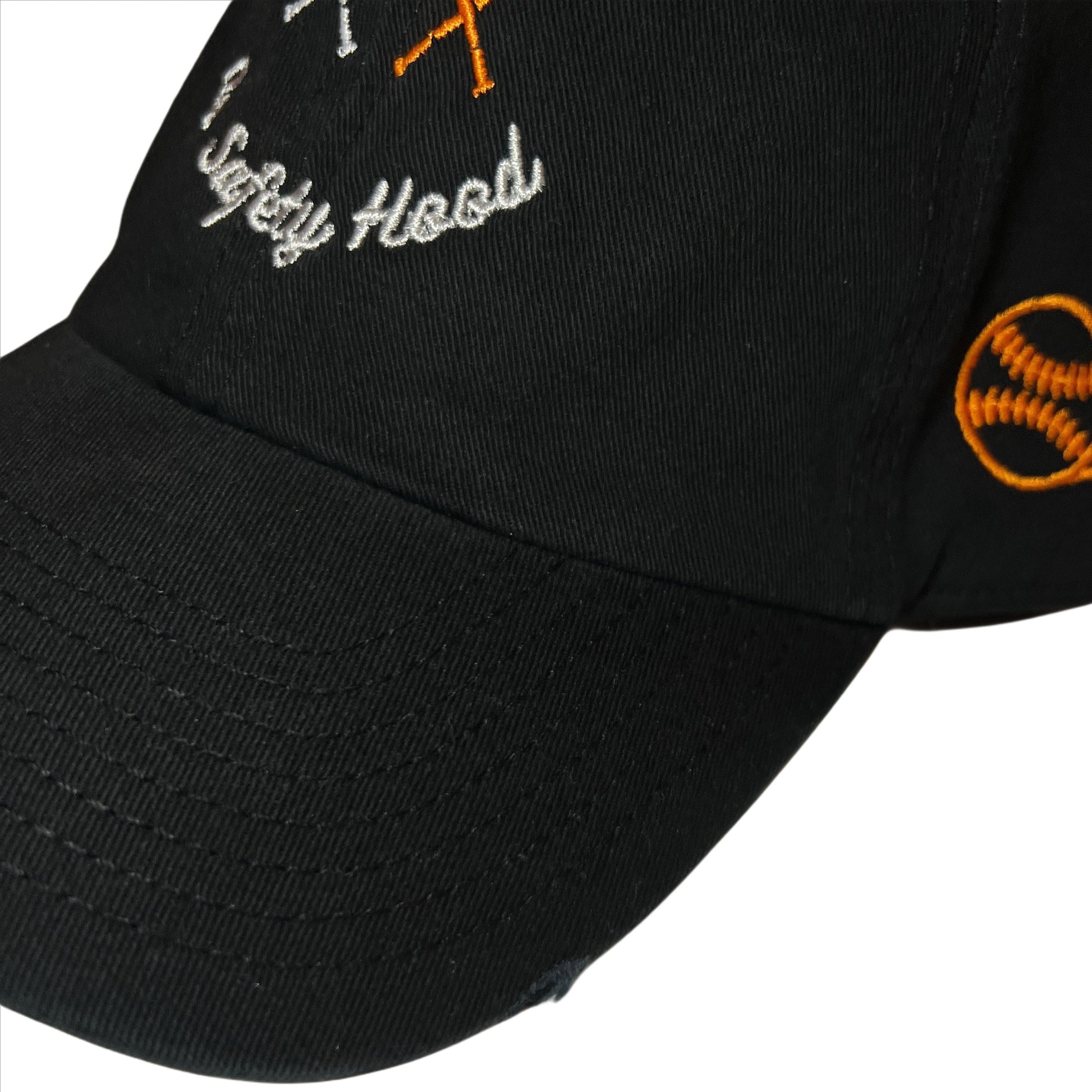 BLACK DESTROYED FIREBALL BASEBALL CAP