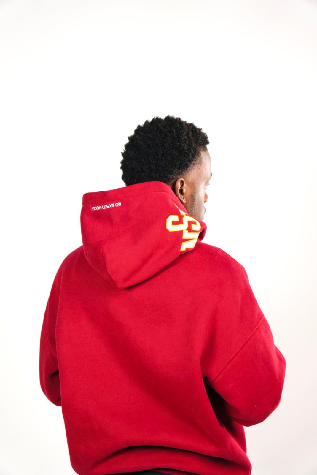 SAFETY RED  PUFF HOODIE