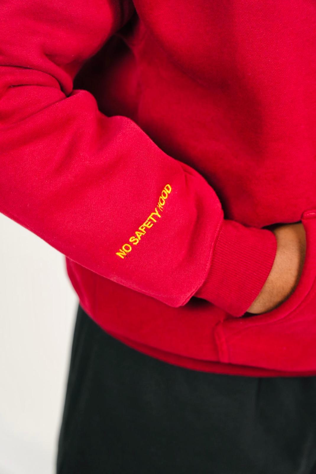 SAFETY RED  PUFF HOODIE