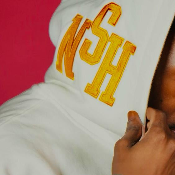 SAFETY WHITE GOLD PUFF HOODIE