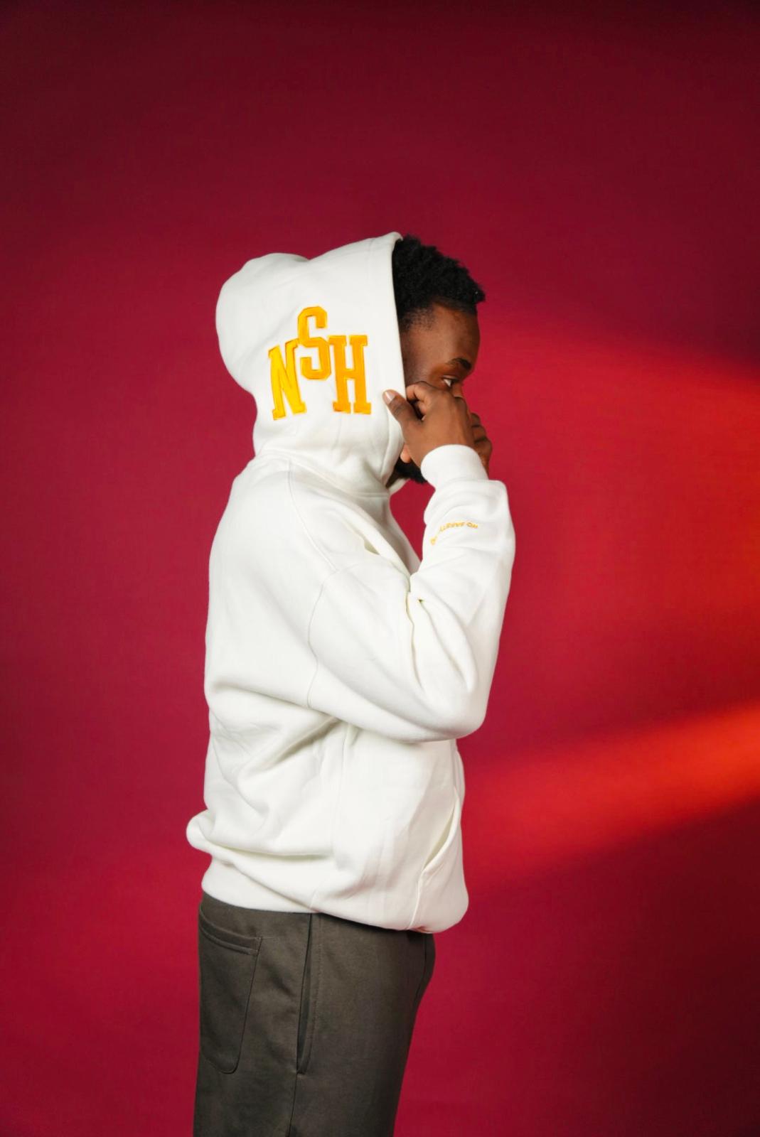 SAFETY WHITE GOLD PUFF HOODIE