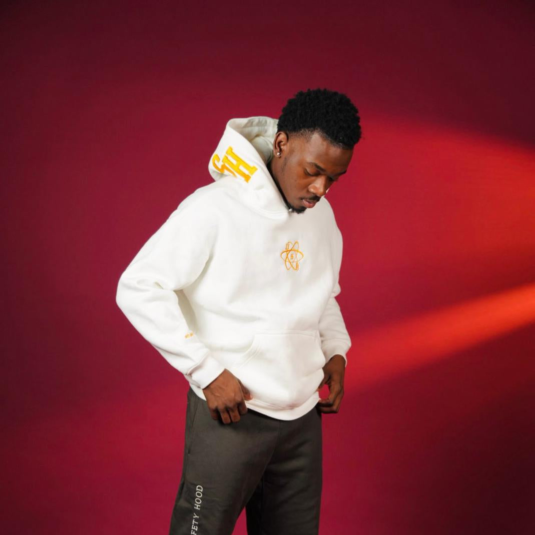 SAFETY WHITE GOLD PUFF HOODIE